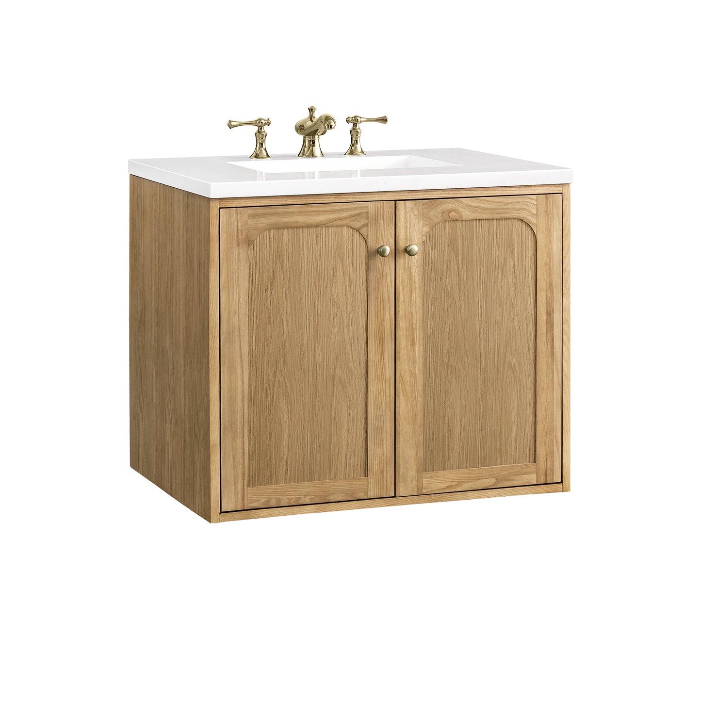 Renovate for Less Atlanta Laurent 30" Single Vanity, Light Natural Oak w/ 3 CM White Zeus Top