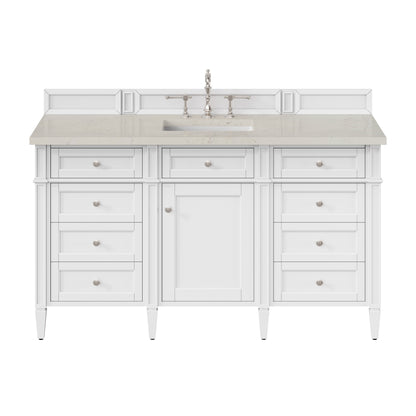 Renovate for Less Atlanta Brittany 60" Single Vanity in Bright White, w/ 3 CM Siberian Silestone Top w/FreePower Wireless Charger
