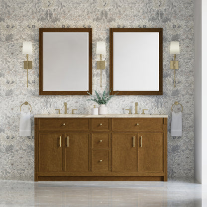 Renovate for Less Atlanta Bellshire 72" Double Vanity, Honey Oak w/ 3 CM Tajnar Eclos Top w/FreePower Wireless Charger