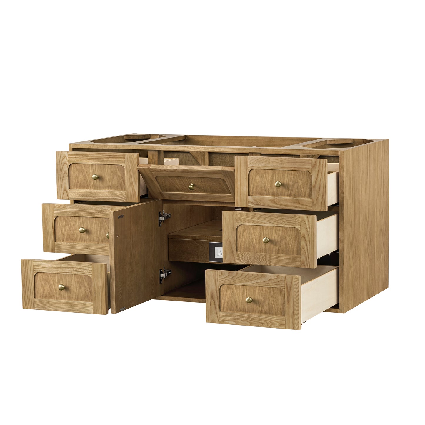 Renovate for Less Atlanta Laurent 48" Single Vanity, Light Natural Oak w/ 3 CM Eternal Jasmine Pearl Top