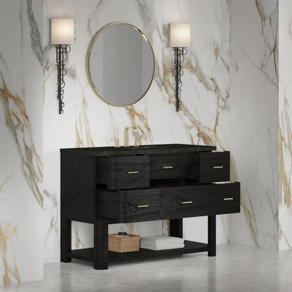 Lucian 48" Single Vanity, Carbon Oak, w/ 3 CM Phantome Eclos Widespread Top