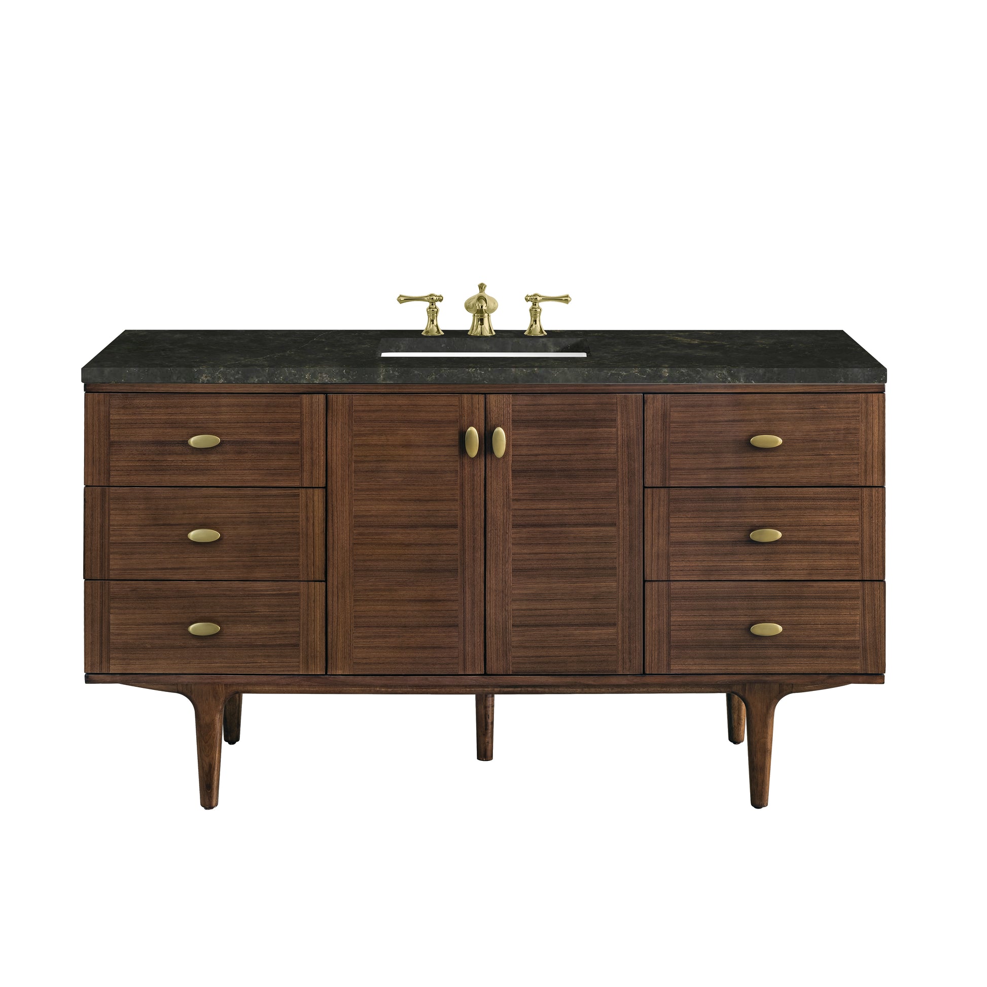 Renovate for Less Atlanta Amberly 60" Single Vanity, Mid-Century Walnut, w/ 3 CM Phantome Eclos Top