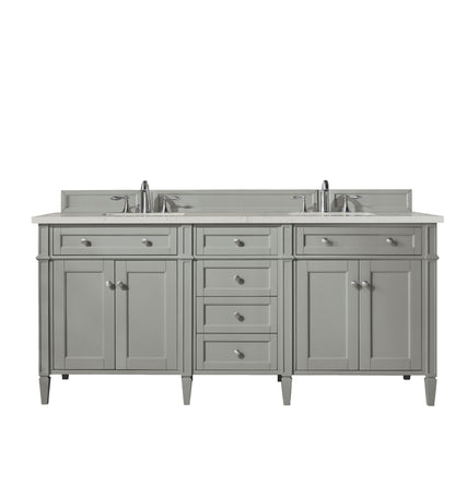 Renovate for Less Atlanta Brittany 72" Double Vanity, Urban Gray, w/ 3 CM Siberian Silestone Top