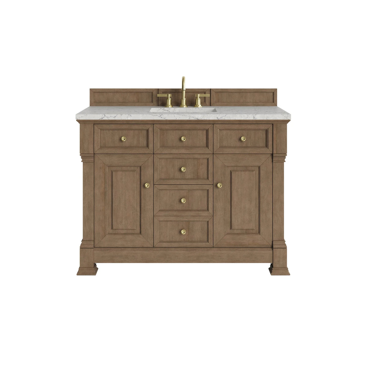 Brookfield 48" Single Vanity, Pecan w/3 CM Eternal Jasmine Pearl Silestone Top w/ FreePower Wireless Charger