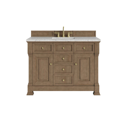 Brookfield 48" Single Vanity, Pecan w/3 CM Eternal Jasmine Pearl Silestone Top