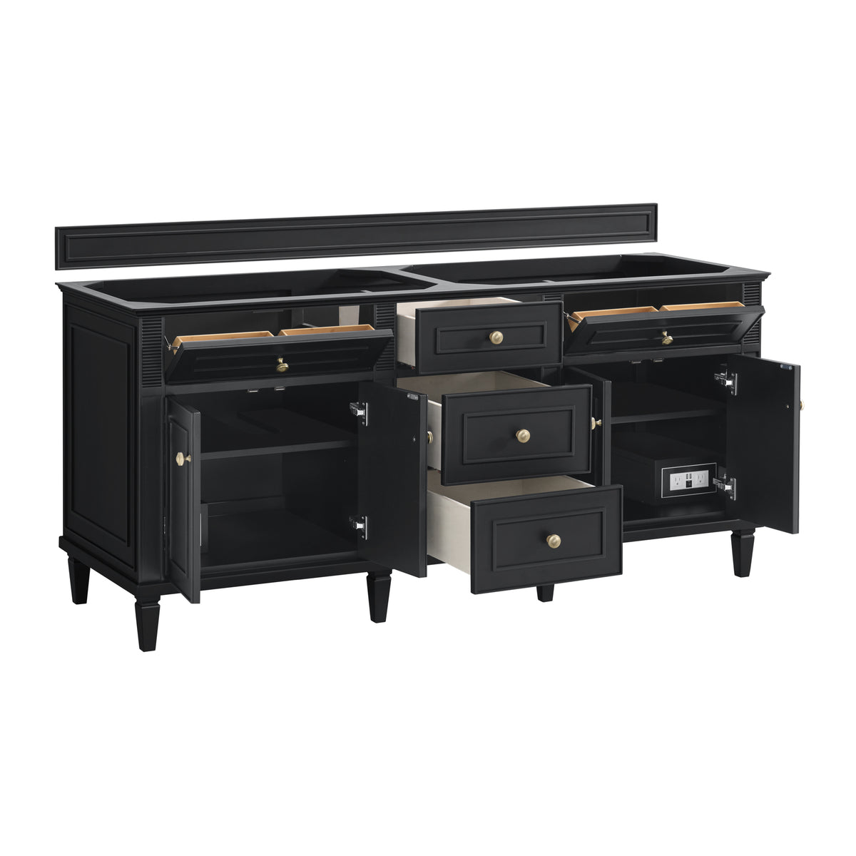 Renovate for Less Atlanta Lorelai 72" Double Vanity, Black Onyx w/ 3 CM Ethereal Noctis Silestone Top