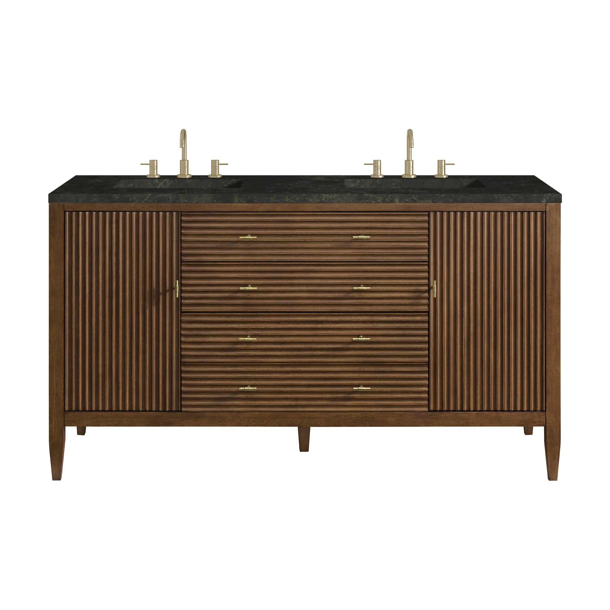 Renovate for Less Atlanta Myrrin 60" Double Vanity, Mid Century Walnut, w/ 3 CM Phantome Eclos Top