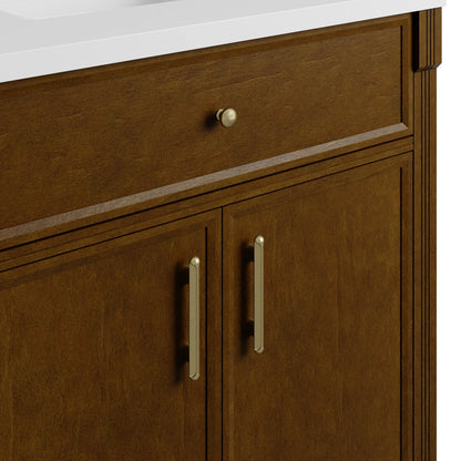 Bellshire 72" Double Vanity, Honey Oak w/ 3 CM Tajnar Eclos Top w/FreePower Wireless Charger