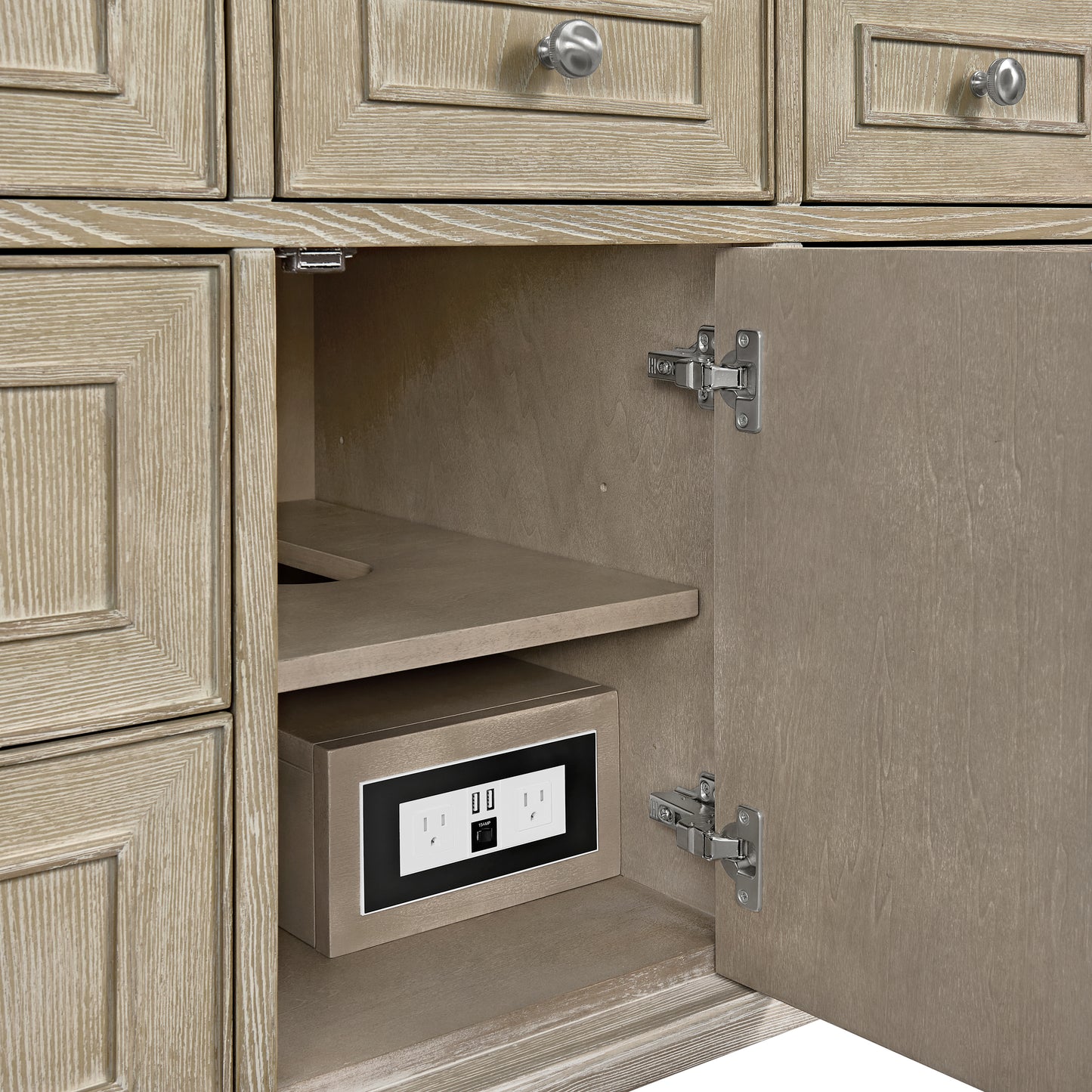 Renovate for Less Atlanta Lorelai 48" Single Vanity, Whitewashed Oak w/ 3 CM Lime Delight Silestone Top