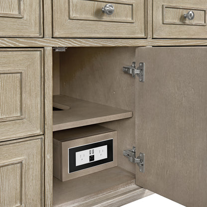 Renovate for Less Atlanta Lorelai 48" Single Vanity, Whitewashed Oak w/ 3 CM Lime Delight Silestone Top
