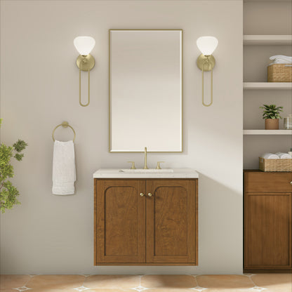 Renovate for Less Atlanta Laurent 30" Single Vanity, Honey Oak w/ 3 CM Siberian Silestone Top