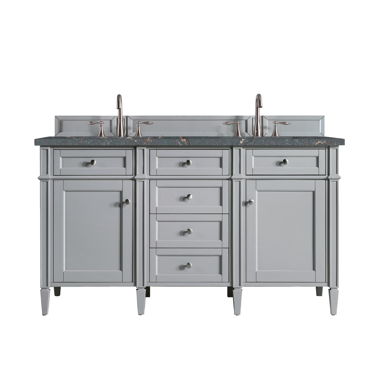 Renovate for Less Atlanta Brittany 60" Double Vanity, Urban Gray w/ 3 CM Parisien Bleu Silestone Top w/FreePower Wireless Charger