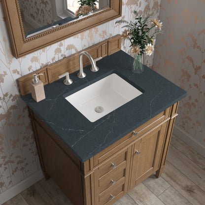 Renovate for Less Atlanta Brittany 30" Single Vanity, Saddle Brown, w/ 3 CM Charcoal Soapstone Silestone Top