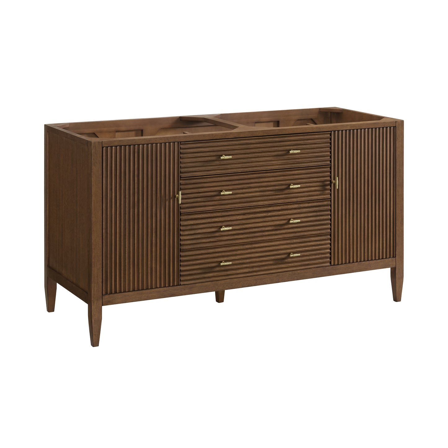 Renovate for Less Atlanta Myrrin 60" Double Vanity, Mid Century Walnut w/ 3 CM Charcoal Soapstone Silestone Top