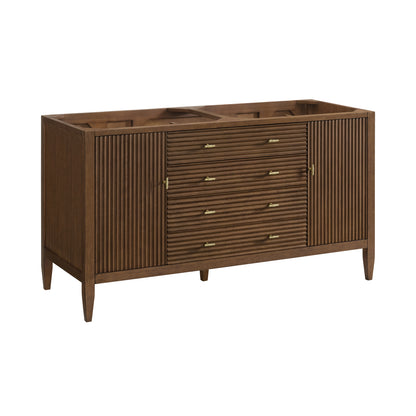 Renovate for Less Atlanta Myrrin 60" Double Vanity, Mid Century Walnut w/ 3 CM Charcoal Soapstone Silestone Top