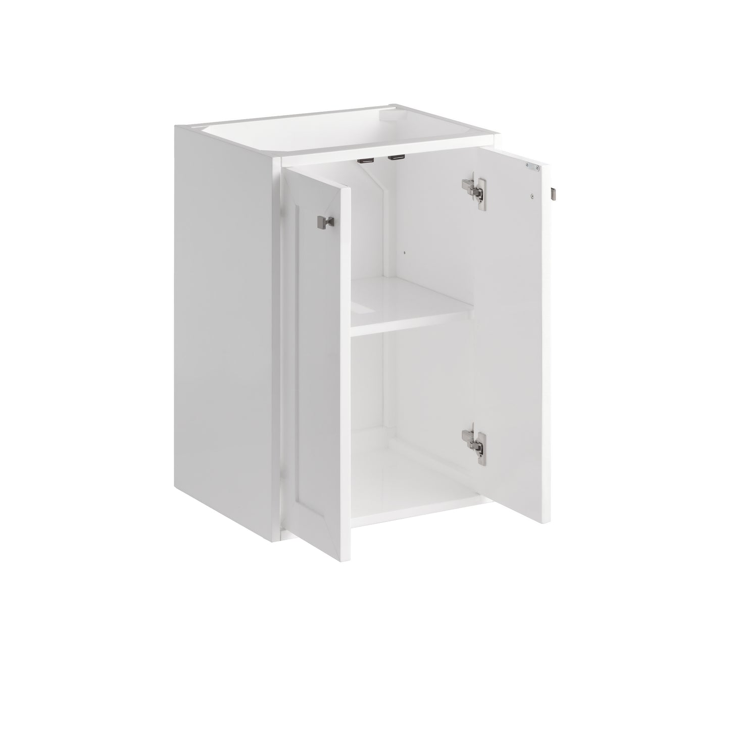 Renovate for Less Atlanta Chianti 20" Single Vanity, Glossy White, Brushed Nickel, w/ White Glossy Composite Stone Top