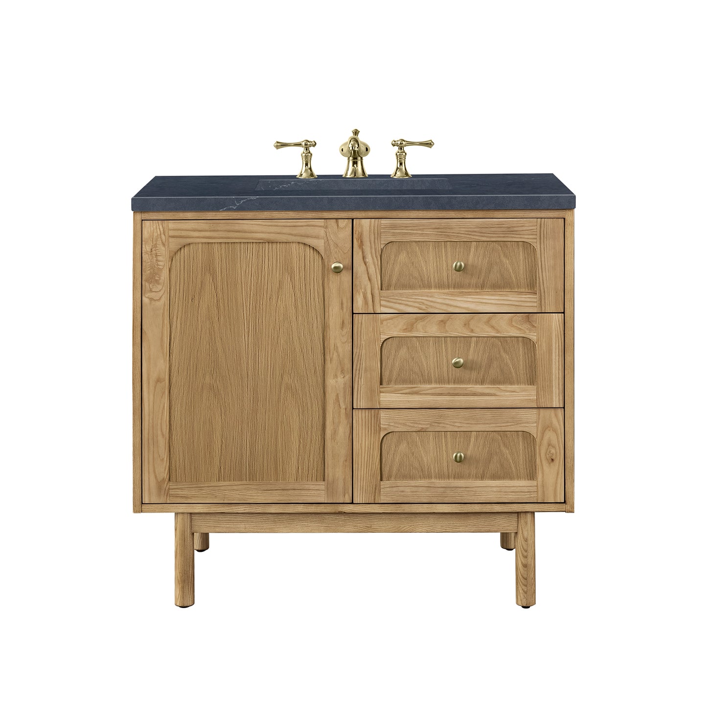 Renovate for Less Atlanta Laurent 36" Single Vanity, Light Natural Oak w/ 3 CM Charcoal Soapstone Top