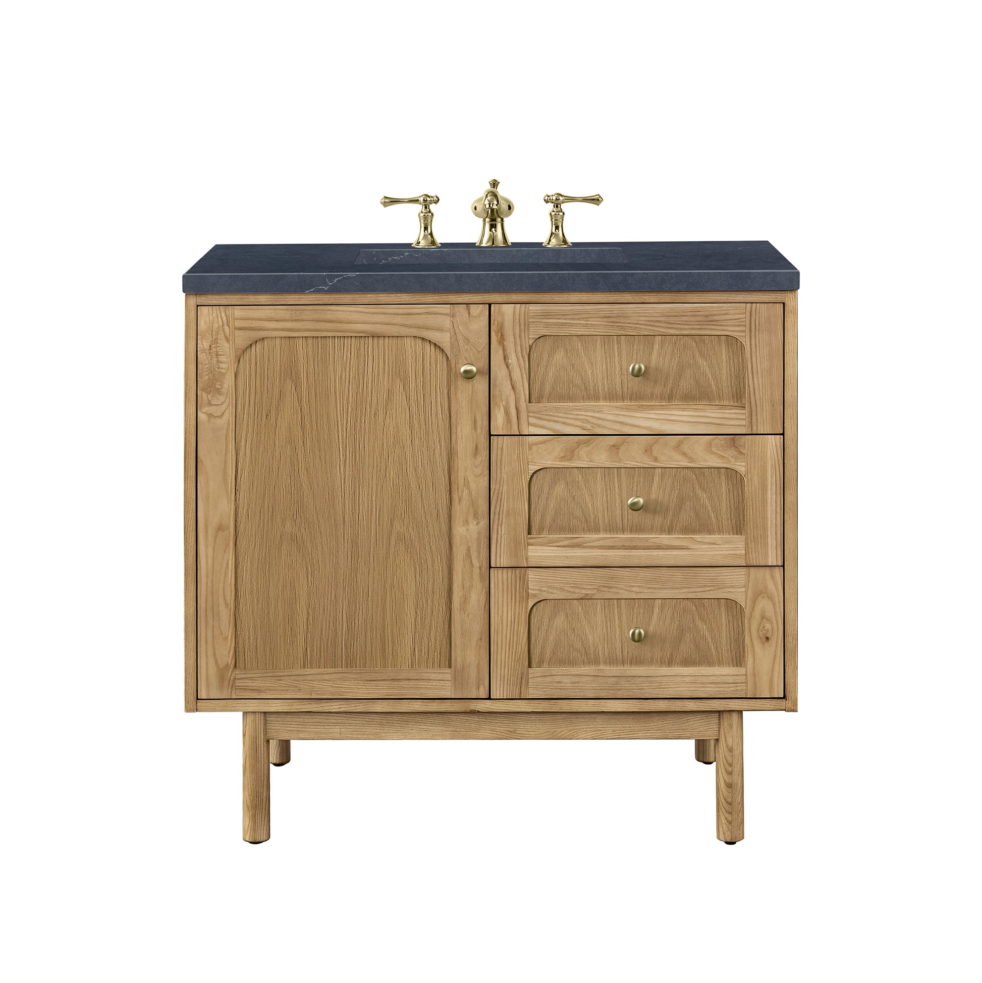 Renovate for Less Atlanta Laurent 36" Single Vanity, Light Natural Oak w/ 3 CM Charcoal Soapstone Top