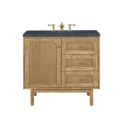 Renovate for Less Atlanta Laurent 36" Single Vanity, Light Natural Oak w/ 3 CM Charcoal Soapstone Top