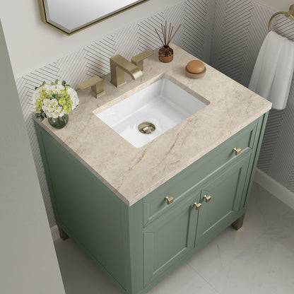 Renovate for Less Atlanta Chicago 30" Single Vanity, Smokey Celadon, w/ 3 CM Tajnar Eclos Top