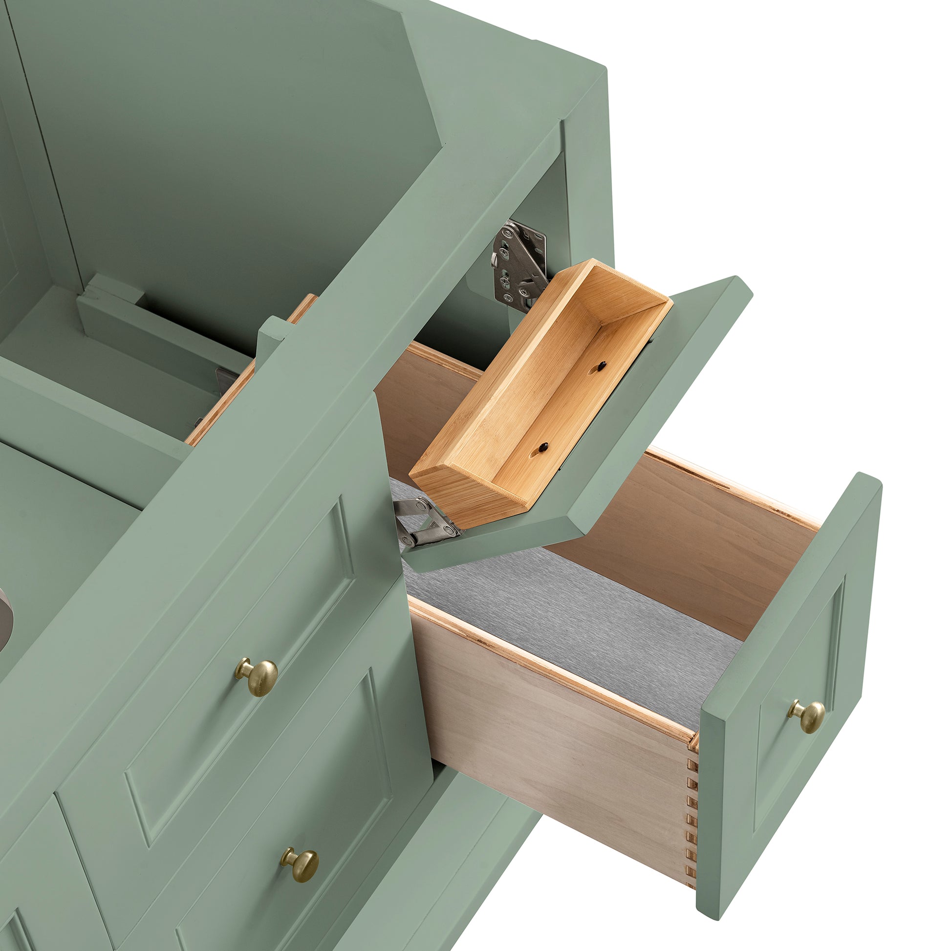 Renovate for Less Atlanta Breckenridge 36" Single Vanity, Smokey Celadon w/ 3 CM Ethereal Noctis Top