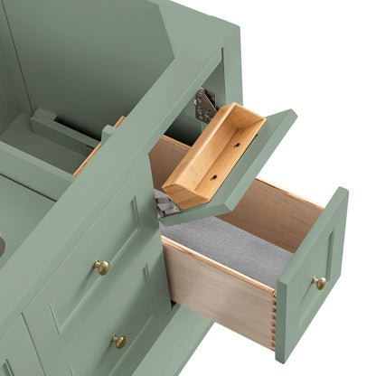 Renovate for Less Atlanta Breckenridge 36" Single Vanity, Smokey Celadon w/ 3 CM Ethereal Noctis Top
