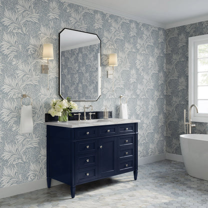 Brittany 48" Single Vanity, Victory Blue w/ 3 CM Victorian Silver Silestone Top w/FreePower Wireless Charger