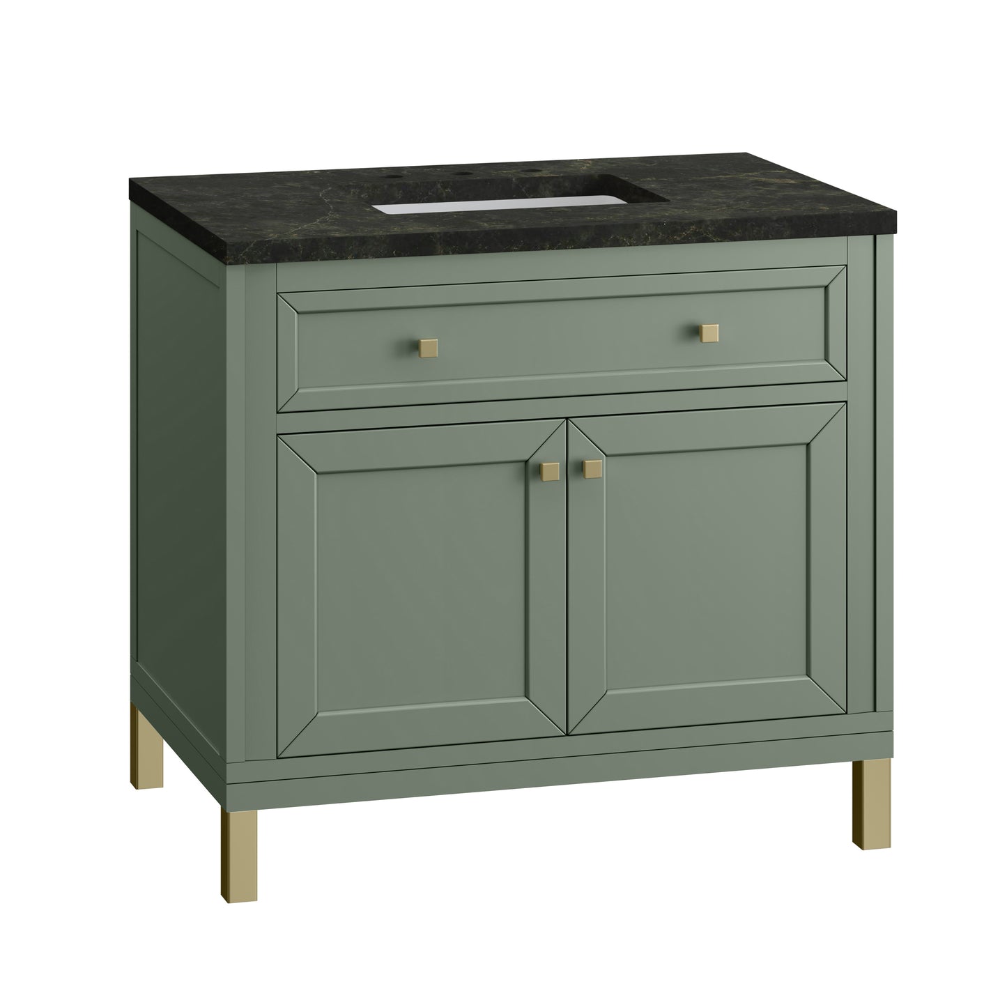 Renovate for Less Atlanta Chicago 36" Single Vanity, Smokey Celadon, w/ 3 CM Phantome Eclos Top