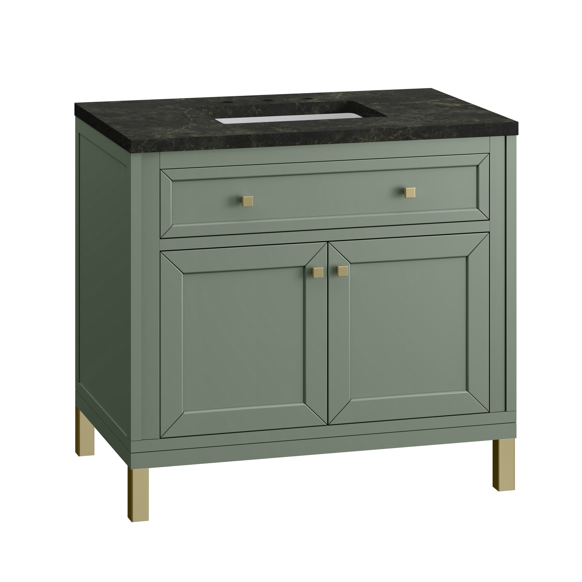 Renovate for Less Atlanta Chicago 36" Single Vanity, Smokey Celadon, w/ 3 CM Phantome Eclos Top