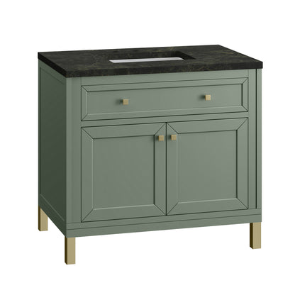 Renovate for Less Atlanta Chicago 36" Single Vanity, Smokey Celadon, w/ 3 CM Phantome Eclos Top