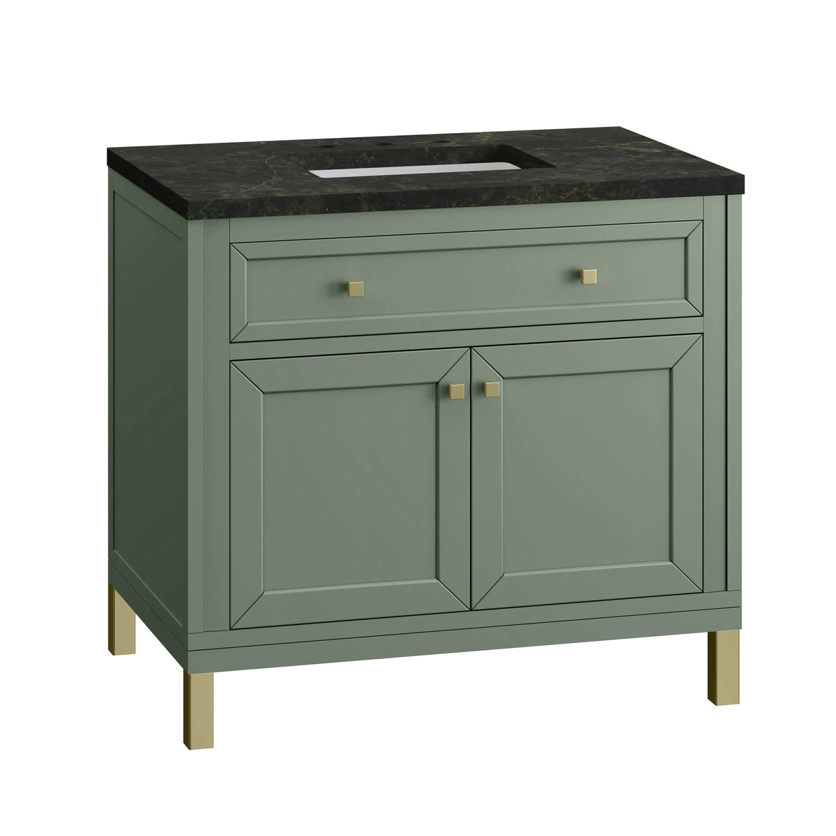Chicago 36" Single Vanity, Smokey Celadon, w/ 3 CM Phantome Eclos Top