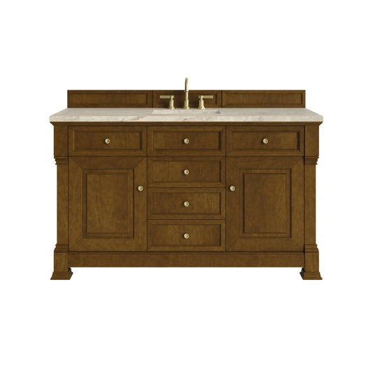 Brookfield 60" Single Vanity, Honey Oak, w/ 3 CM Tajnar Eclos Top