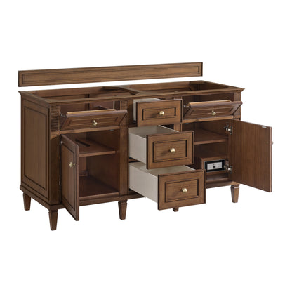 Renovate for Less Atlanta Lorelai 60" Double Vanity, Mid-Century Walnut, w/ 3 CM Tajnar Eclos Top