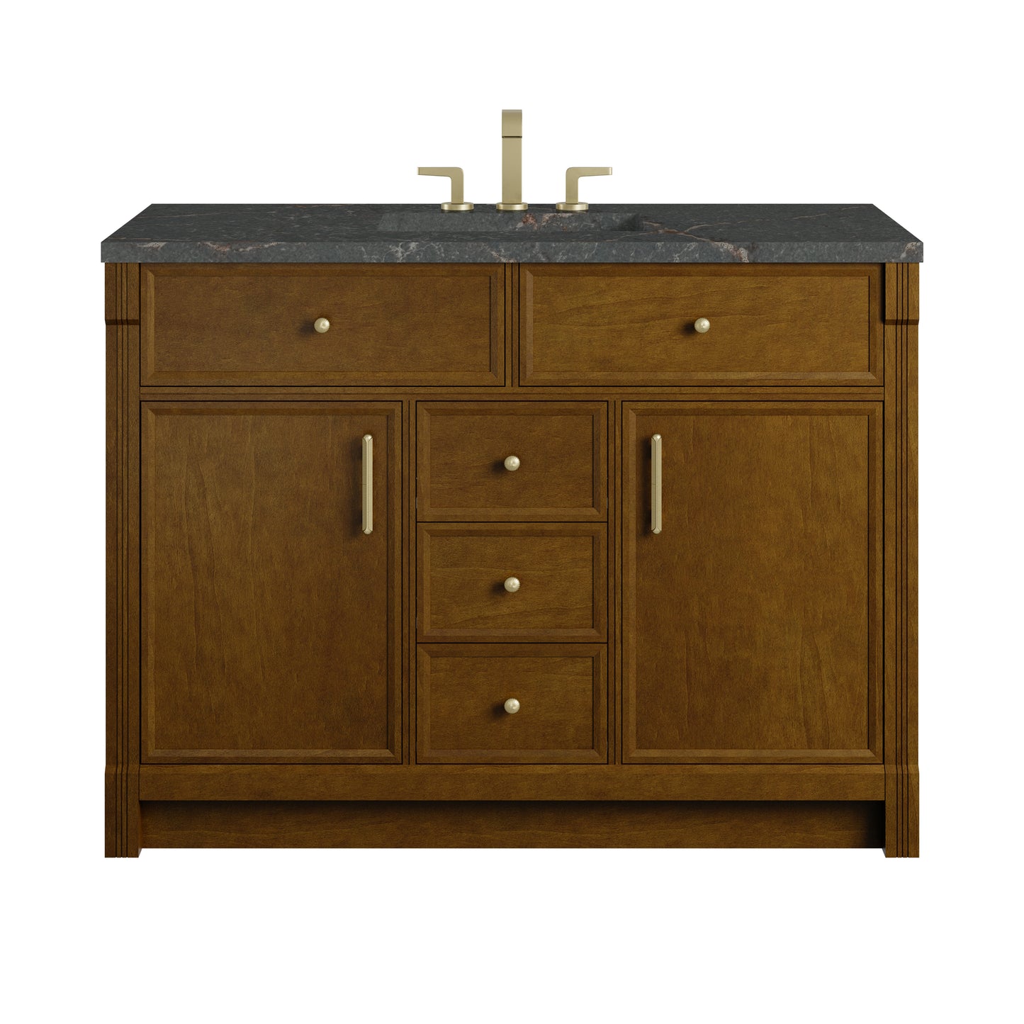 Renovate for Less Atlanta Bellshire 48" Single Vanity, Honey Oak w/ 3 CM Parisien Bleu Silestone Top