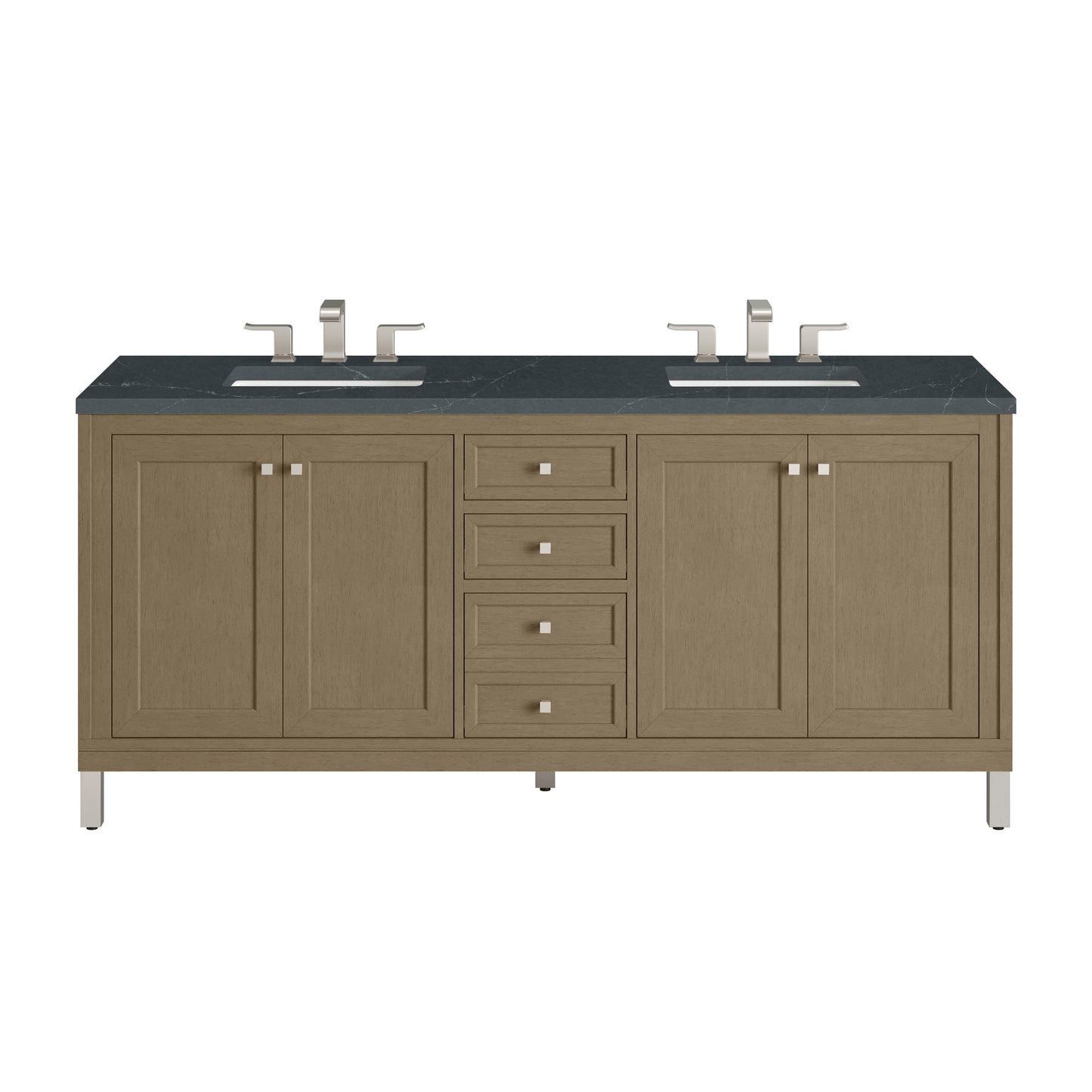 Renovate for Less Atlanta Chicago 72" Double Vanity, Walnut Whisper, w/ 3 CM Charcoal Soapstone Silestone® Top