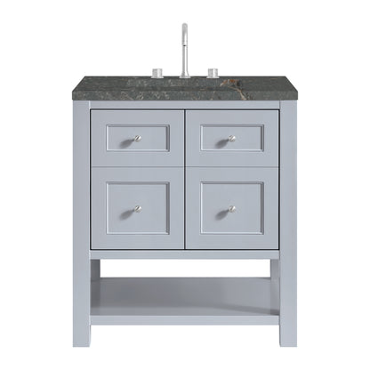 Renovate for Less Atlanta Breckenridge 30" Single Vanity, Serenity Blue, w/ 3 CM Parisien Bleu Quartz Top