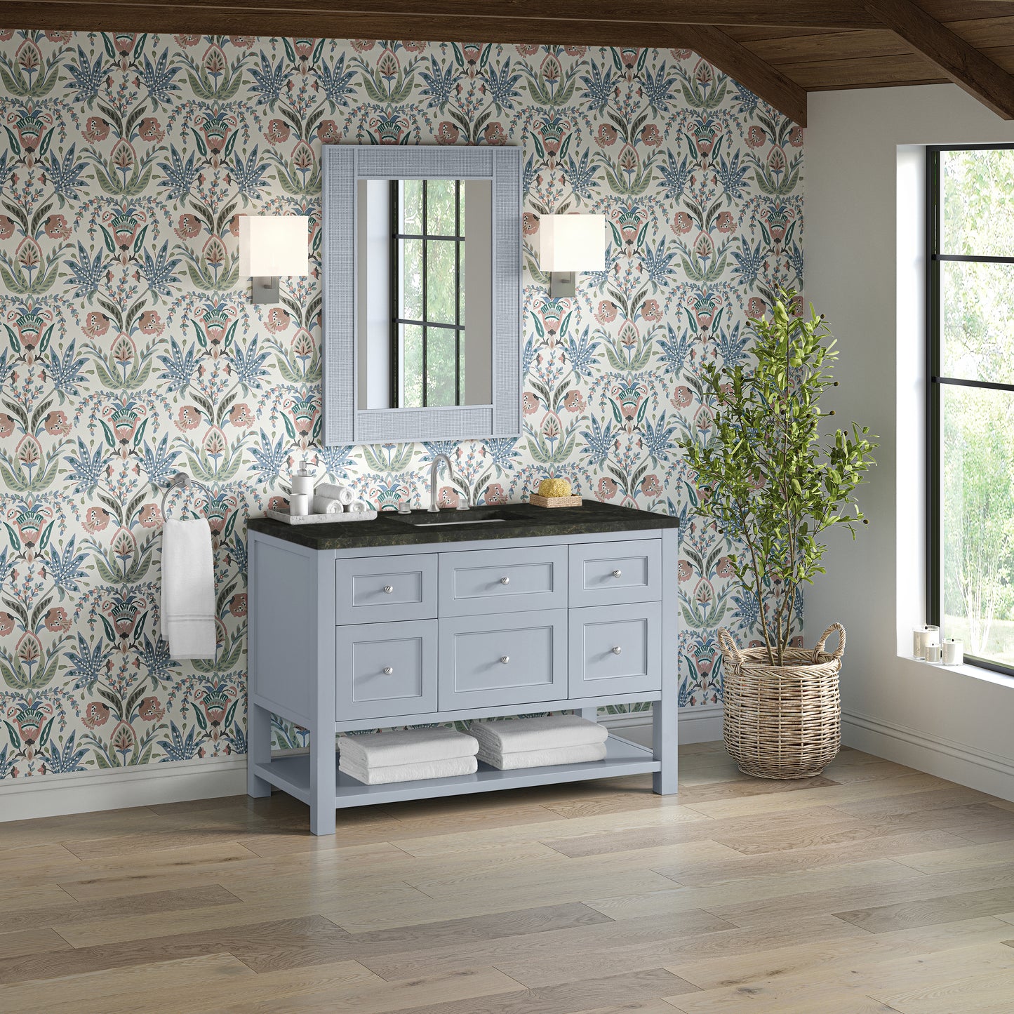 Renovate for Less Atlanta Breckenridge 48" Single Vanity, Serenity Blue, w/ 3 CM Phantome Eclos Top
