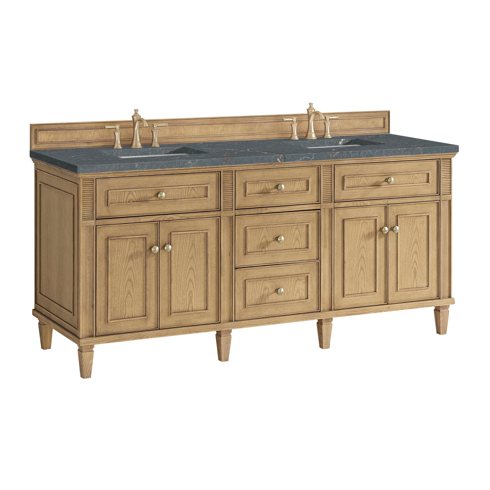 Renovate for Less Atlanta Lorelai 72" Double Vanity, Light Natural Oak w/ 3 CM Parisien Bleu Silestone Top