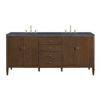 Myrrin 72" Double Vanity, Mid Century Walnut w/ 3 CM Charcoal Soapstone Silestone Top