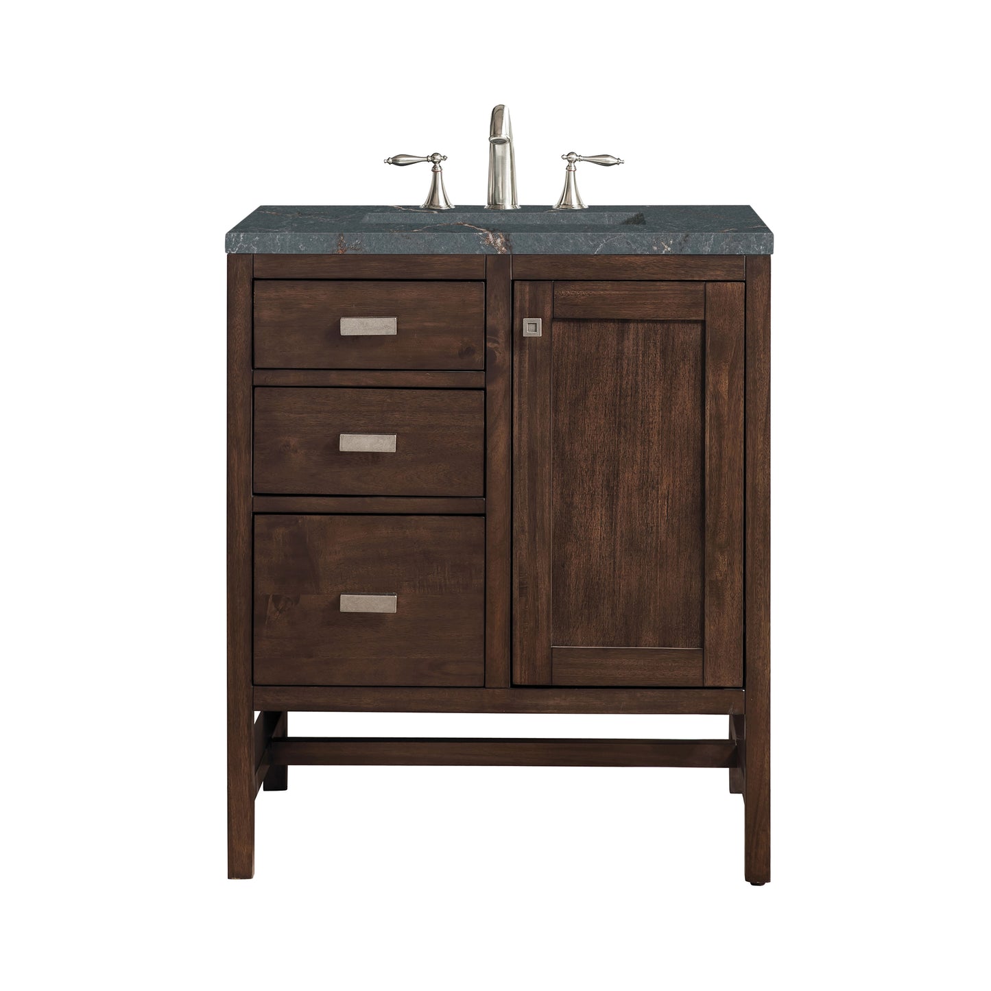 Renovate for Less Atlanta Addison 30" Single Vanity, Mid-Century Acacia w/ 3 CM Parisien Bleu Silestone Top
