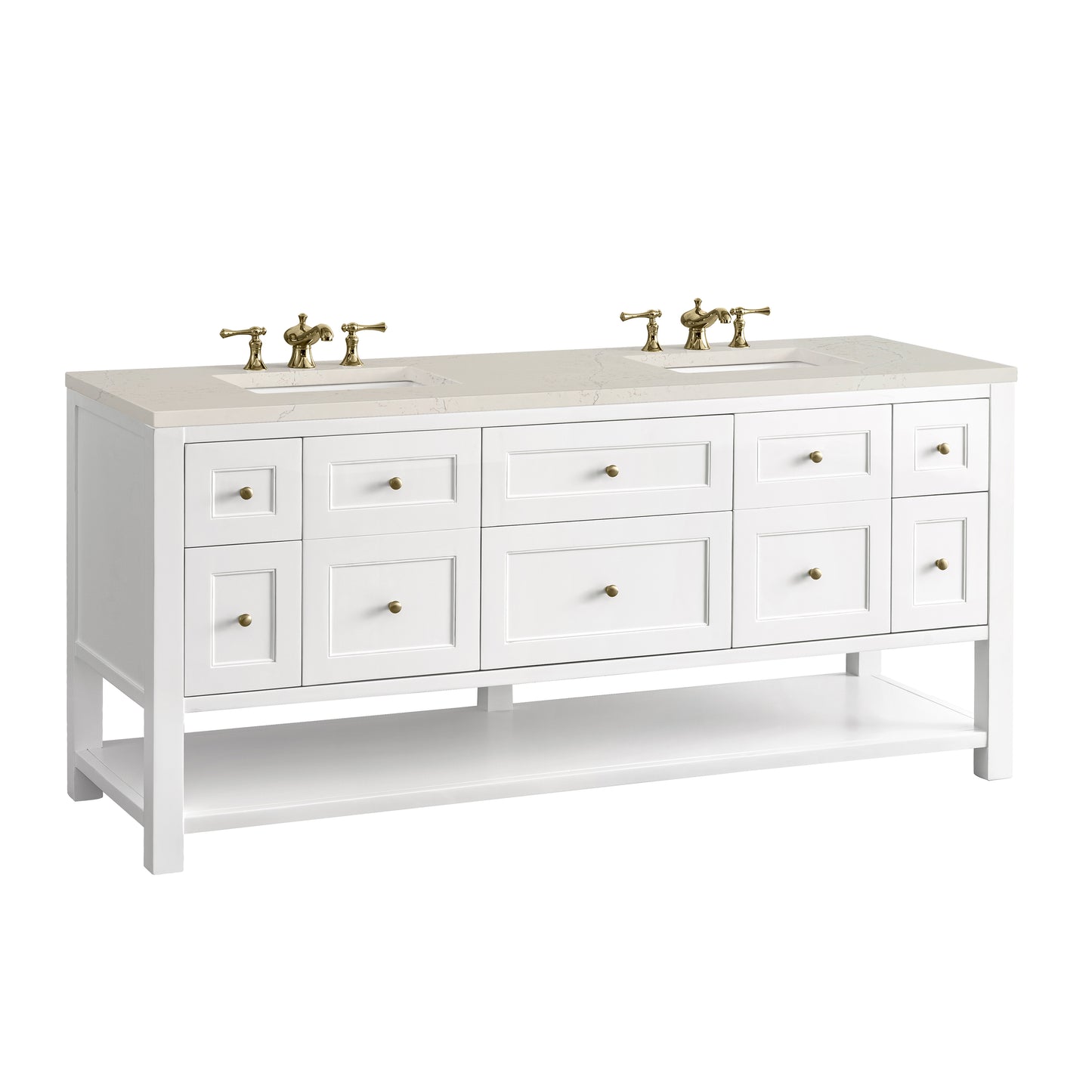 Renovate for Less Atlanta Breckenridge 72" Double Vanity, Bright White, w/ 3 CM Siberian Silestone Top