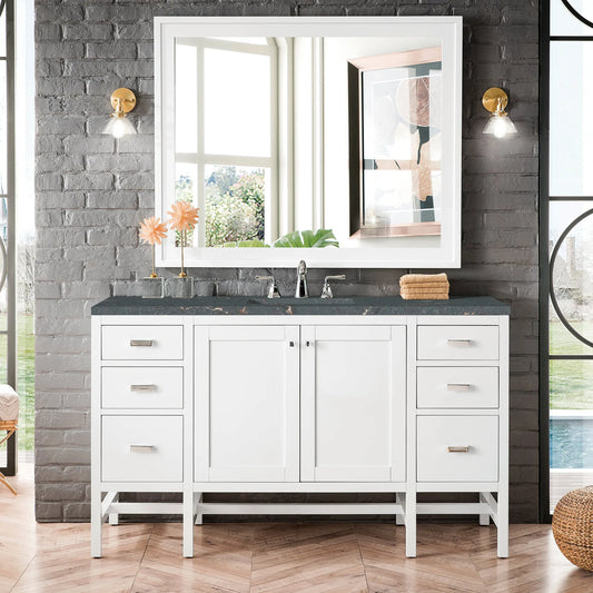 Addison 72" Double Vanity, Glossy White w/ 3 CM Parisien Bleu Silestone Top