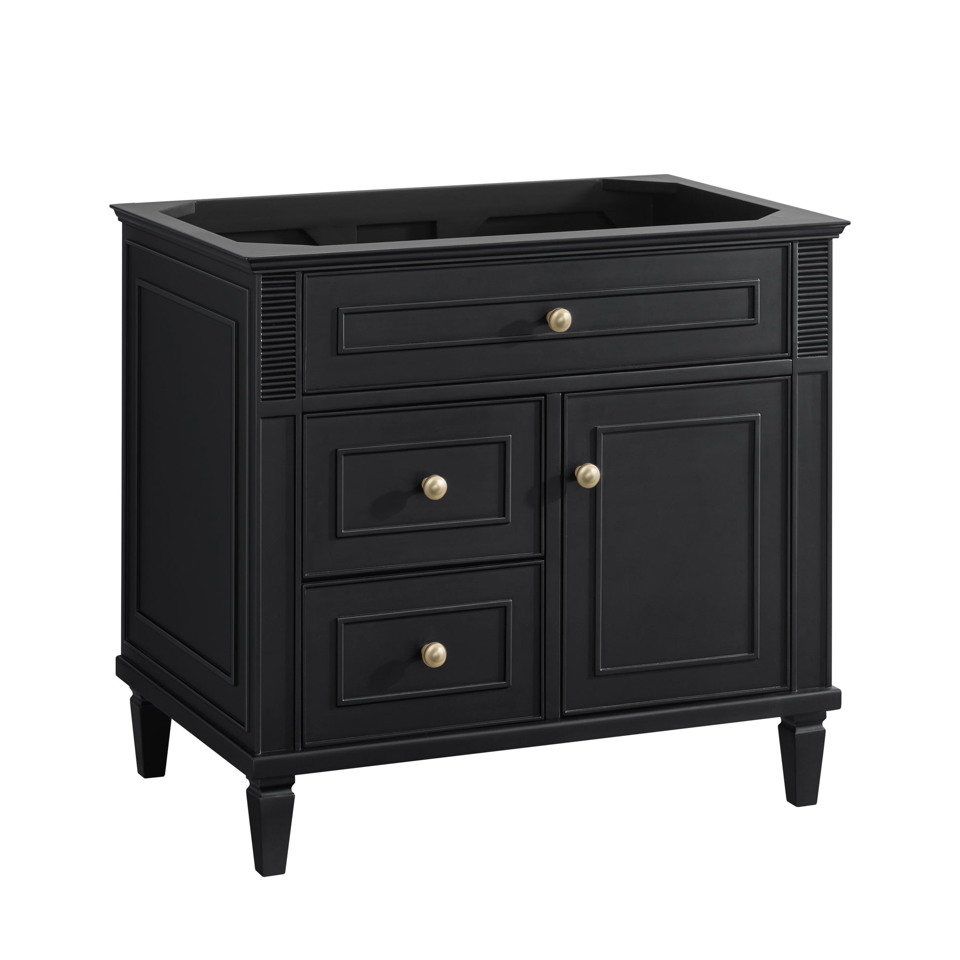 Renovate for Less Atlanta Lorelai 36" Single Vanity, Black Onyx w/ 3 CM White Zeus Silestone Top