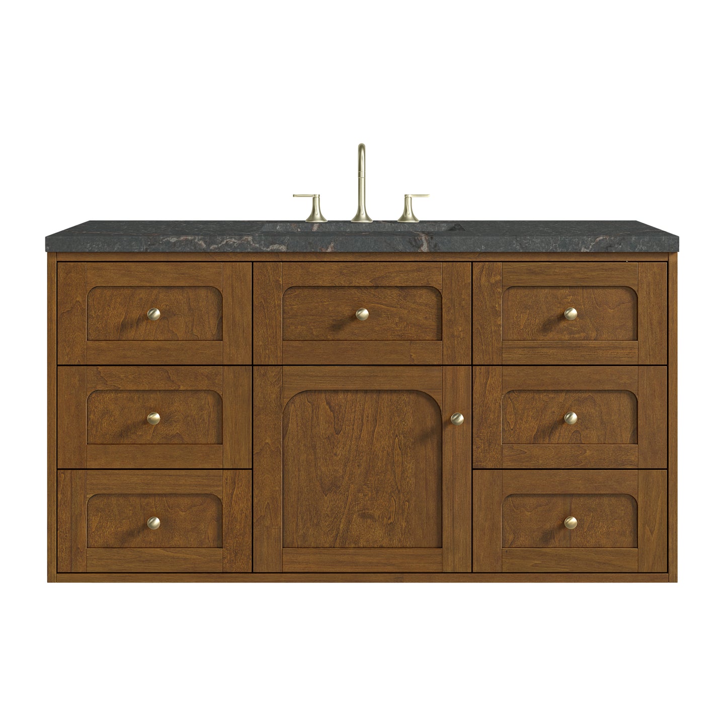 Renovate for Less Atlanta Laurent 48" Single Vanity, Honey Oak w/ 3 CM Parisien Bleu Silestone Top