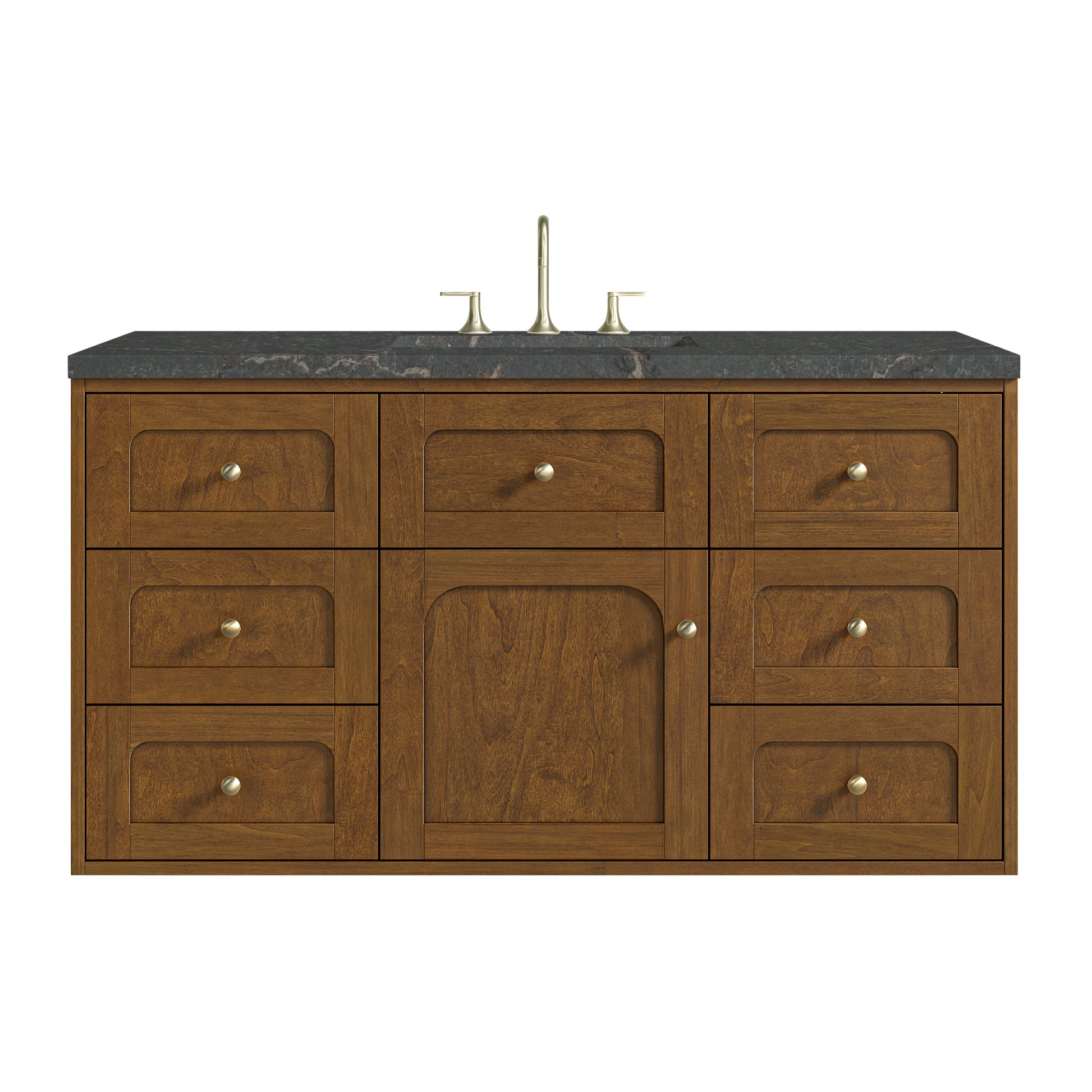 Renovate for Less Atlanta Laurent 48" Single Vanity, Honey Oak w/ 3 CM Parisien Bleu Silestone Top