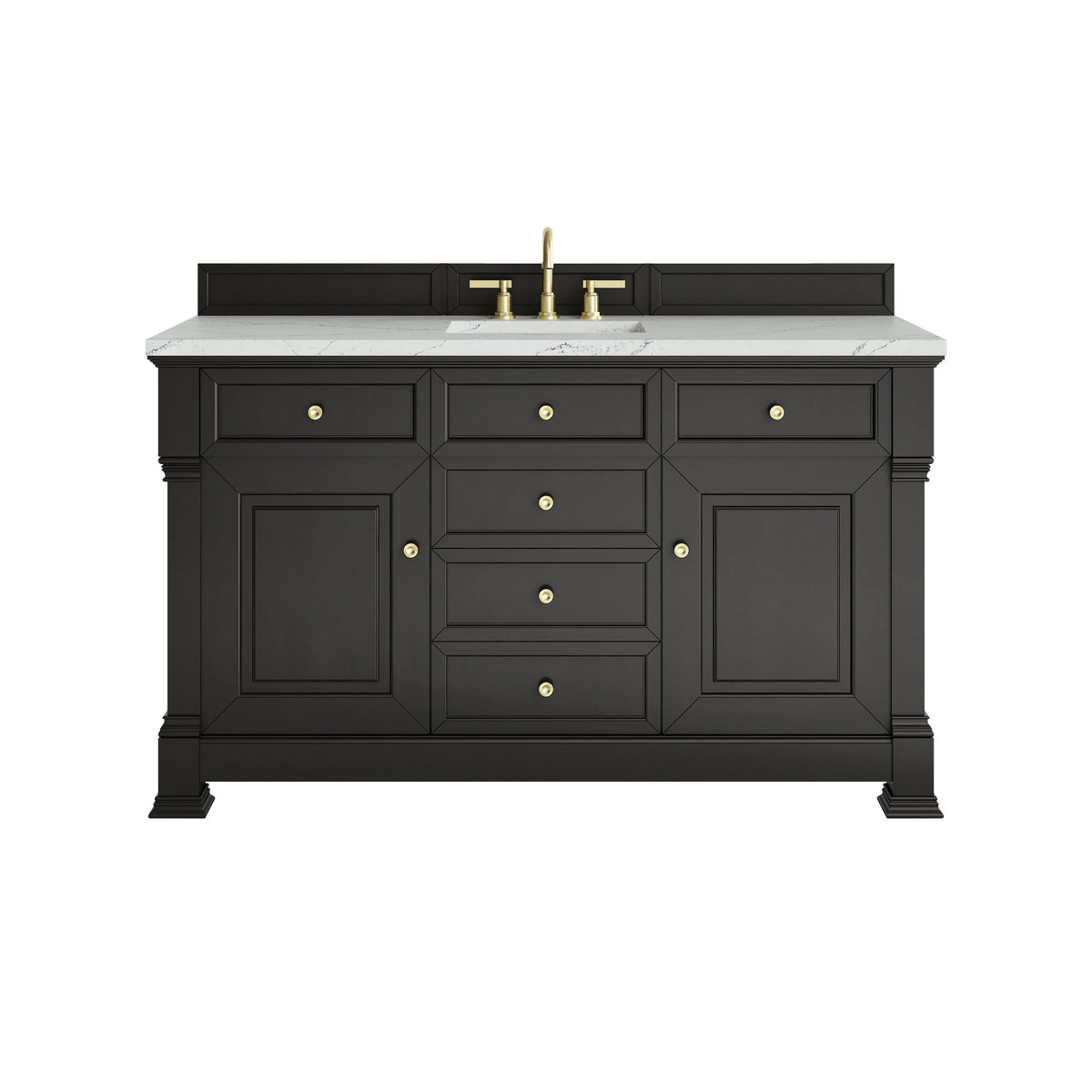 Brookfield 60" Single Vanity, Black Onyx w/ 3 CM Ethereal Noctis Silestone Top