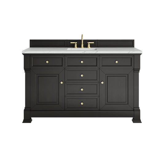 Brookfield 60" Single Vanity, Black Onyx w/ 3 CM Ethereal Noctis Silestone Top