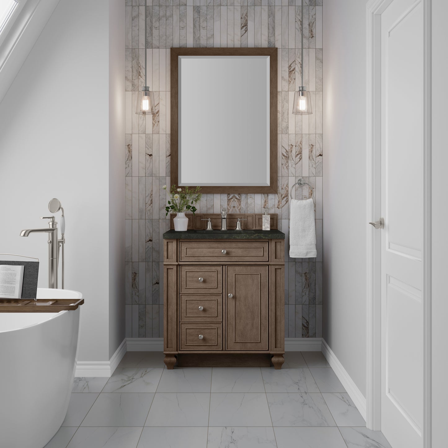 Renovate for Less Atlanta Bristol 30" Single Vanity, Whitewashed Walnut, w/ 3 CM Phantome Eclos Top