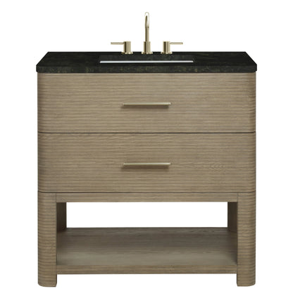 Lucian 36" Single Vanity, Pebble Oak, w/ 3 CM Phantome Eclos Widespread Top