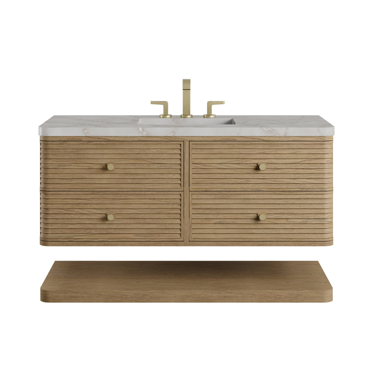 Renovate for Less Atlanta Allamari 48" Single Vanity, Dune Mist w/ 3 CM Victorian Silver Silestone Top